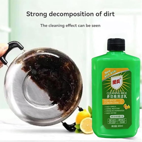 All-Purpose Cleaner, Kitchen Degreaser Cleaning Milk, Heavy Oil Stain Removal, 300 ml Liquid Detergent, Wipe-Clean Formula, Neutralizing, Scratch-Free Shine