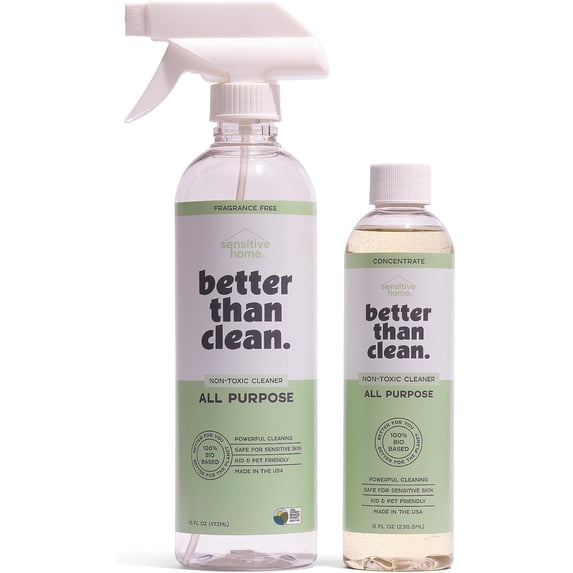 All Purpose Cleaner Starter Pack – Plant-Based, Fragrance Free, Empty Refillable, Cleaning Kit with 8oz Concentrate & 16oz Spray Bottle