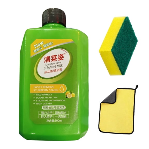 All-Purpose Cleaner with Refreshing Lemon Scent, For Tough Grease on Kitchen & Multi Surfaces, 10.14 fl oz Kit Includes Towel & Sponge