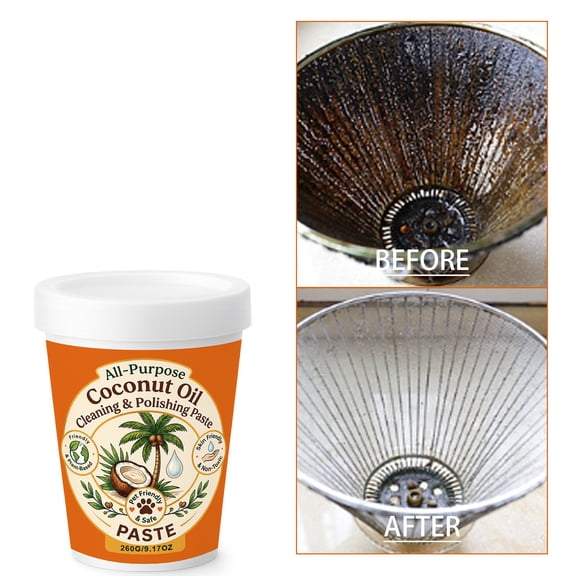 All-Purpose Coconuts Oil Cleaning And Polishing Paste 260g Natural Multi- Cleaner For Kitchen Bathroom Furniture