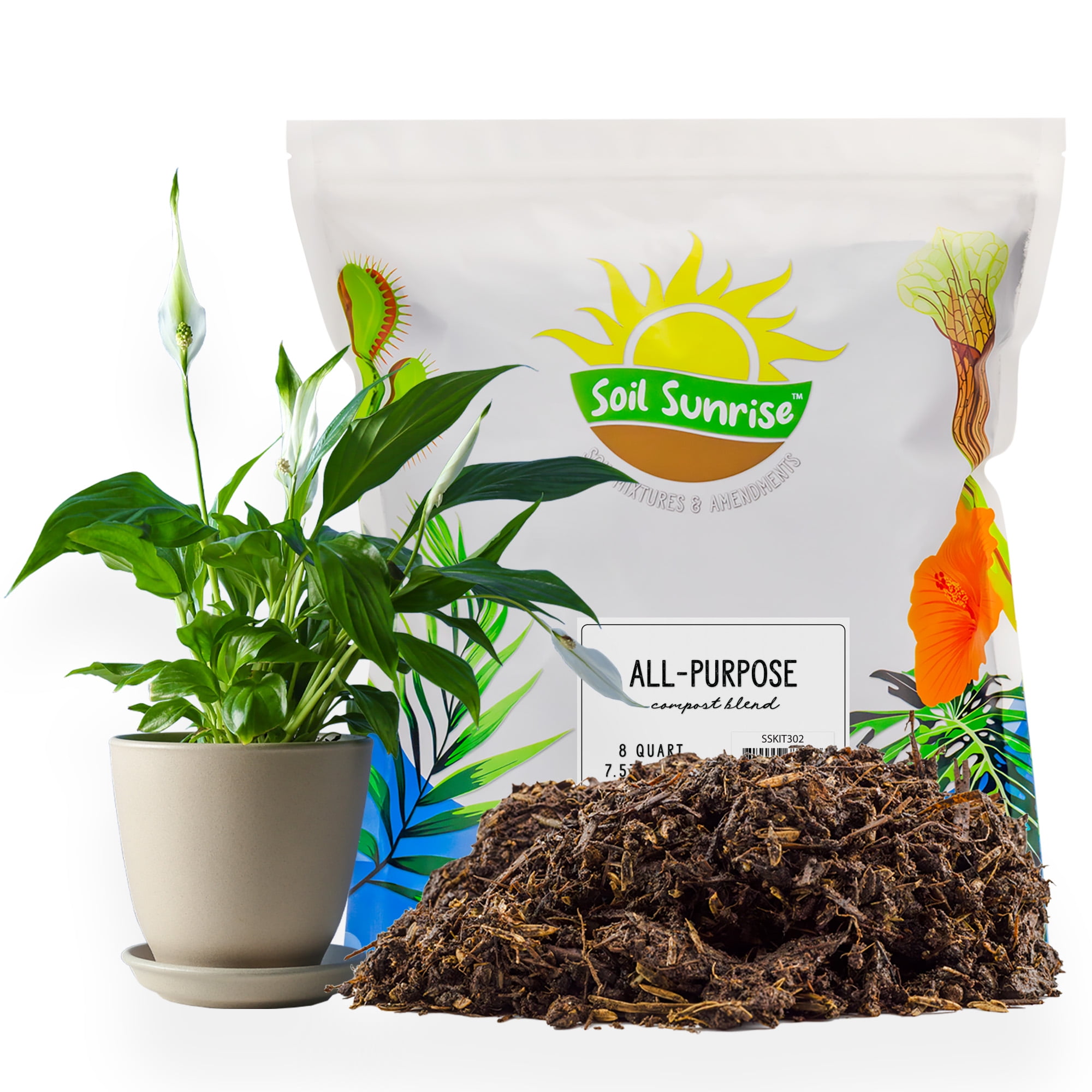 All-Purpose Compost Blend (8 Quarts), Deluxe Mix for Indoor/Outdoor ...