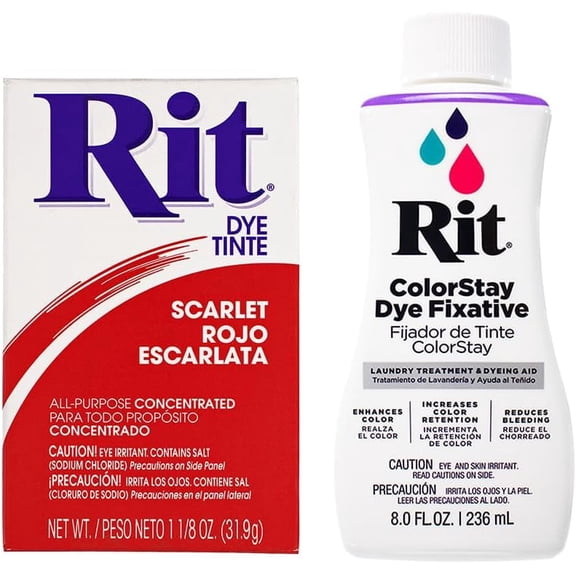 All Purpose Concentrated Rit Dye Powder Multi-Packs for Clothing, Décor, and Crafts – Scarlet Red with ColorStay Fixative