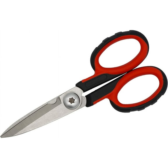 All Purpose Electrician Scissors with Wire Cutting Notch 6-1/8 Cut Strip Electrical Wire, Serrated Blade