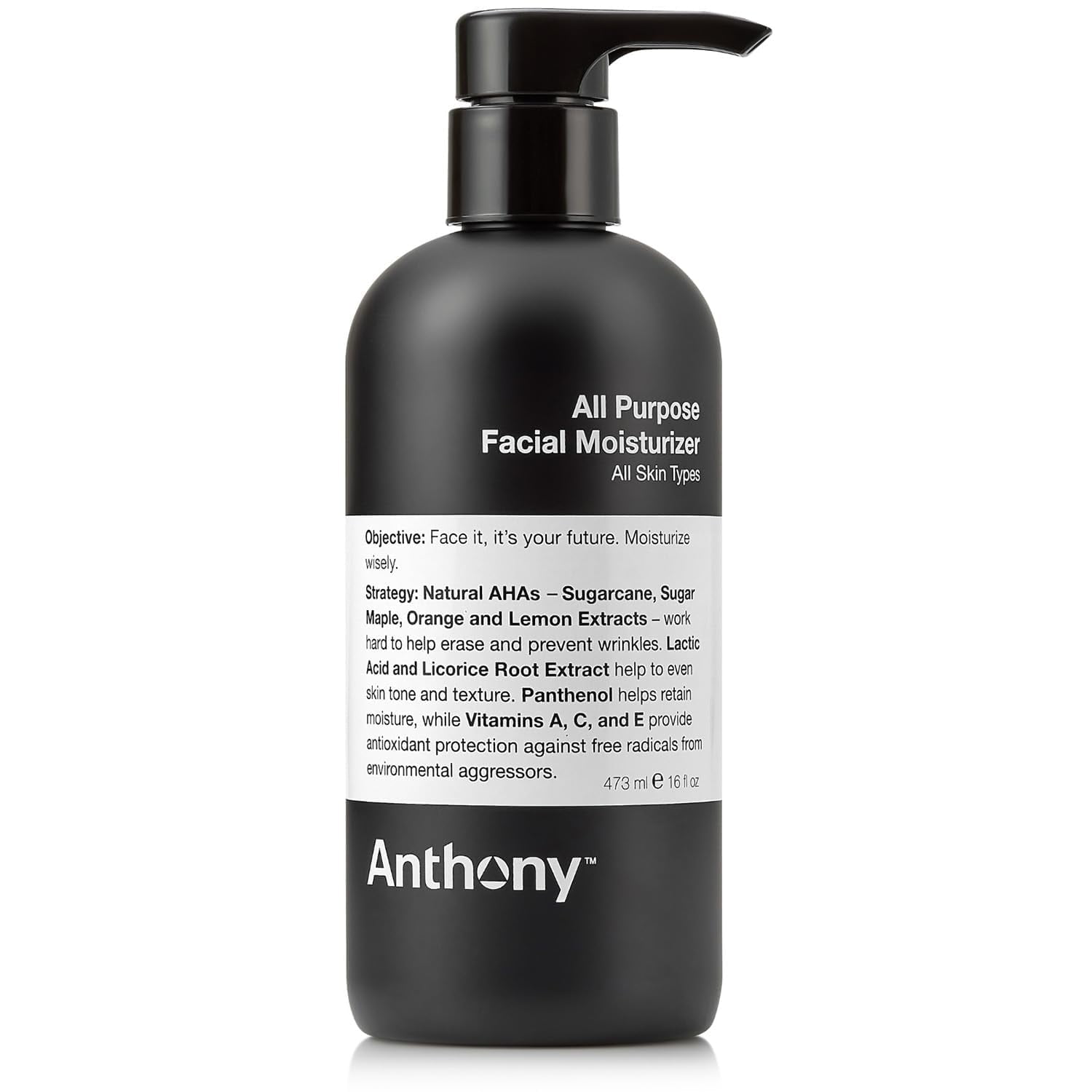 Anthony All-Purpose Men’s Facial Moisturizer Hydrating Facial Lotion for Dry Skin, 16 fl oz