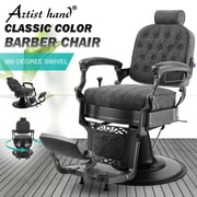 All Purpose Heavy Duty Vintage Barber Chair Hydraulic Recliner Faux Leather 360 Styling Salon Beauty Spa Tattoo EquipmentGray