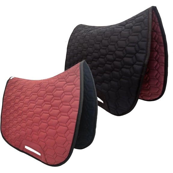 All-Purpose Horse Saddle pad - Double Sided - Black and red Dressage Saddle pad & Endurance Saddle pad for Comfortable Riding