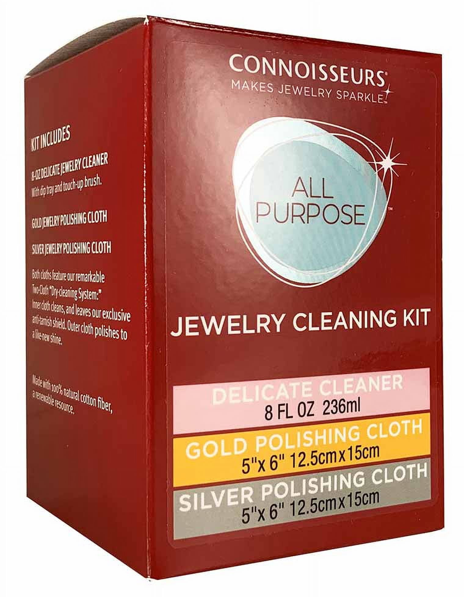  CONNOISSEURS Jewelry Cleaner for Silver Tarnish Remover with  Dip Tray & Two Layer System Polishing Cloths: Clothing, Shoes & Jewelry