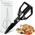 thumbnail image 1 of All-Purpose Kitchen Scissors – Heavy Duty Stainless Steel Shears for Meat, Chicken, Turkey, Bones, Herbs – Sharp, Dishwasher Safe, Detachable Cooking Scissors (Black), 1 of 7