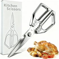 All-Purpose Kitchen Scissors – Heavy Duty Stainless Steel Shears for Meat, Chicken, Turkey, Bones, Herbs – Sharp, Dishwasher Safe, Detachable Cooking Scissors (Silver)