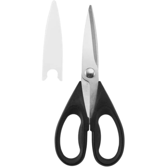 All Purpose Kitchen Shears with Protective Sheath Durable Stainless Steel Scissors, Dishwasher Safe, Soft Grip Comfort Handle, 8.72 Inch, Black
