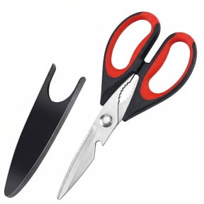 All Purpose Kitchen Shears with Protective Sheath Durable Stainless Steel Scissors, Dishwasher Safe, Soft Grip Comfort Handle, 8.72 Inch, Black