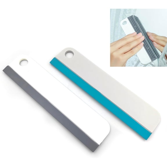 All-Purpose Mini Soft Rubber Window Squeegee Window Scrubber Scraper Glass Cleaning Squeegee Tool for Glass,Shower Door,Mirrors,Bathroom,Kitchen Countertops,Car Windshield (2)