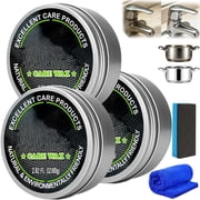 All-Purpose Mirror Shine Metal Wax Polish, Metal Wax Polish 3Pcs Cleaner for Stainless Steel & Chrome,Natural Metals Restoration Waxs for Aluminum, Brass, Elevator Panels & Handrails