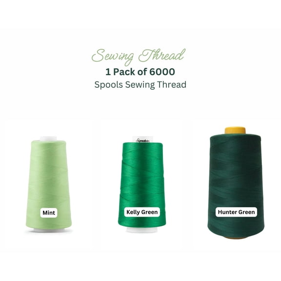 All-Purpose Polyester Sewing Thread Cone – 6000 Yards for Machine, Hand Sewing, Overlock & Spun Thread – Hunter Green | Valentina Textile Inc