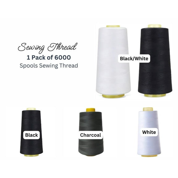 All-Purpose Polyester Sewing Thread Cone – 6000 Yards for Machine, Hand Sewing, Overlock & Spun Thread – White | Valentina Textile Inc