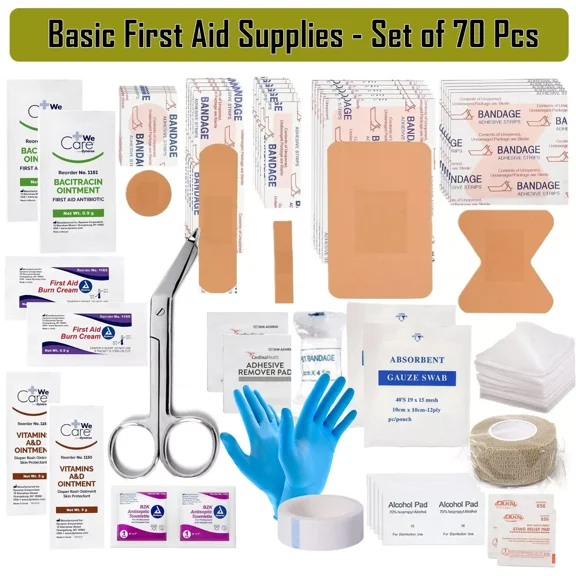All-Purpose Portable Compact First Aid Kit, 70 Pcs - Quick Fix Kit for On the Go