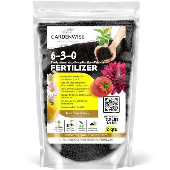 All-Purpose Professional Eco-Friendly Slow-Release Nitrogen Fertilizer with Iron & ,Non-Burning, Enhances Soil Structure,for Indoor&Outdoor Plants,Vegetable Gardens (2 QUARTS)