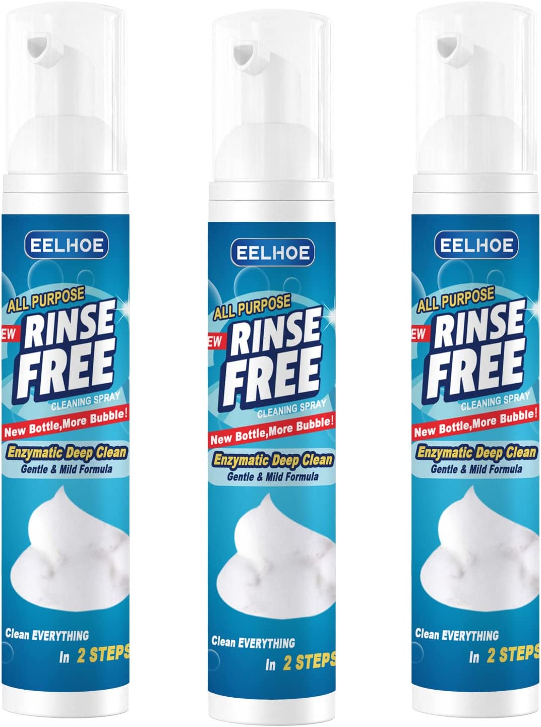 All Purpose Rinse Free Cleaning Spray 3Pcs，Powerful Multi Purpose Foam Cleaner All Purpose