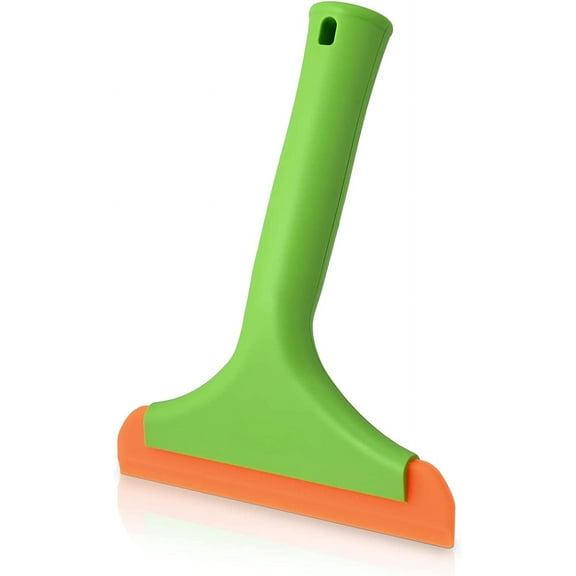 All-Purpose Silicone Squeegee for Shower Glass Door, Window Cleaning, 7.5'' Green Long Handle 6'' Orange Blade Small Squeegee for Car Window, Windshield, Mirror, Bathroom-Green