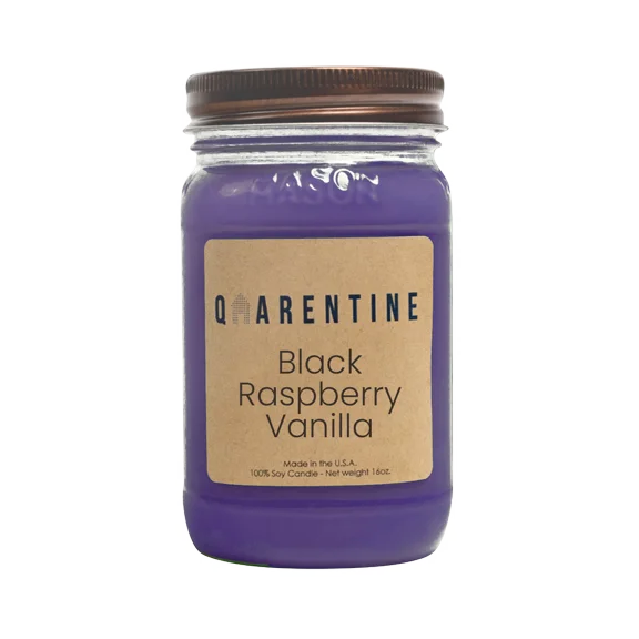 Organic Black Raspberry Vanilla Soy Wax Candle 16oz, Fruity & Sweet Aroma, Aromatherapy & Massage Oil - Quarentine Essentials by Carla Miles