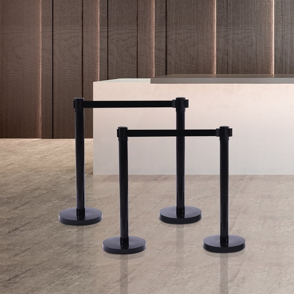 All-Purpose Stanchion System, 4-Piece 90cm Posts with 4-Way Connectors, Suitable for Events/Hospitals/Banks