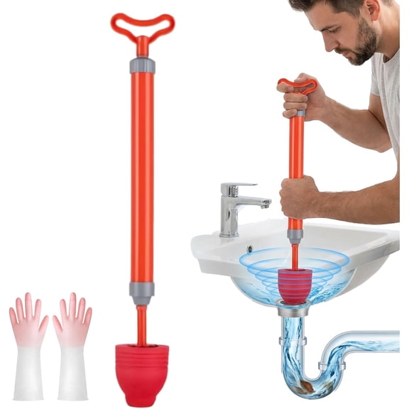All-Purpose Toilet Plunger and Clog Remover, High-Pressure Sink & Drain Unclogging Tool, Durable ABS with Steel Core, Multi-Drain Household Cleaning Tool (K)