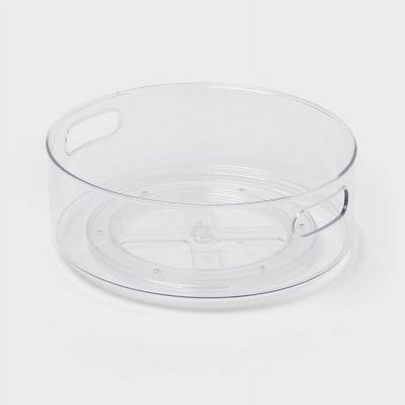 Clear All Purpose Turntable Storage Bin, 12"x12" PET Utility Organizer Bin
