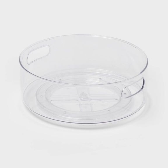 Clear All Purpose Turntable Storage Bin, 12"x12" PET Utility Organizer Bin