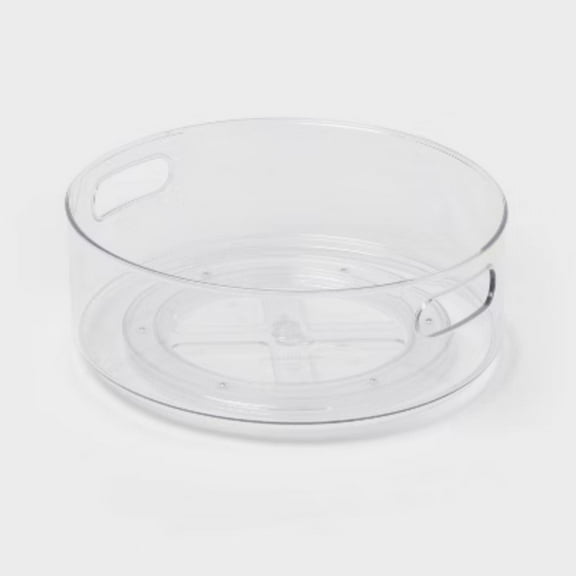 All Purpose Turntable Storage Clear: PETG Utility Bin, 12"x12", 486 Volume, Spot Clean