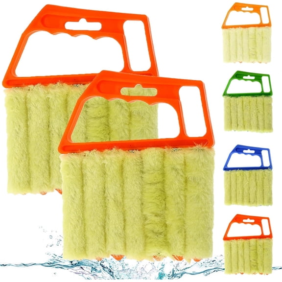 All-Purpose Washable Cleaning Brush – Blinds, AC Vents & Window Tracks, Stuffdatas Blind Cleaner Duster Tool, 7 Fingers Dusting Cleaner Tool, for Window Shutters Air Conditioner (Orange)
