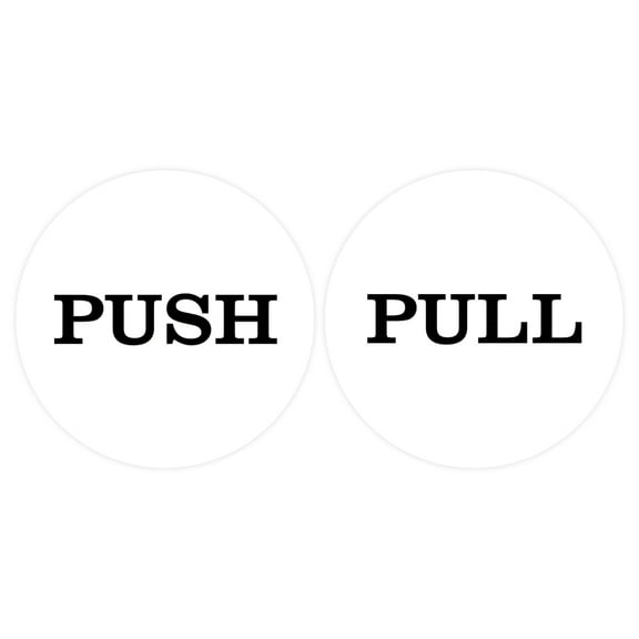All Quality 2" Round Push Pull Plastic Door Signs (White) - 2 sets (4pcs)