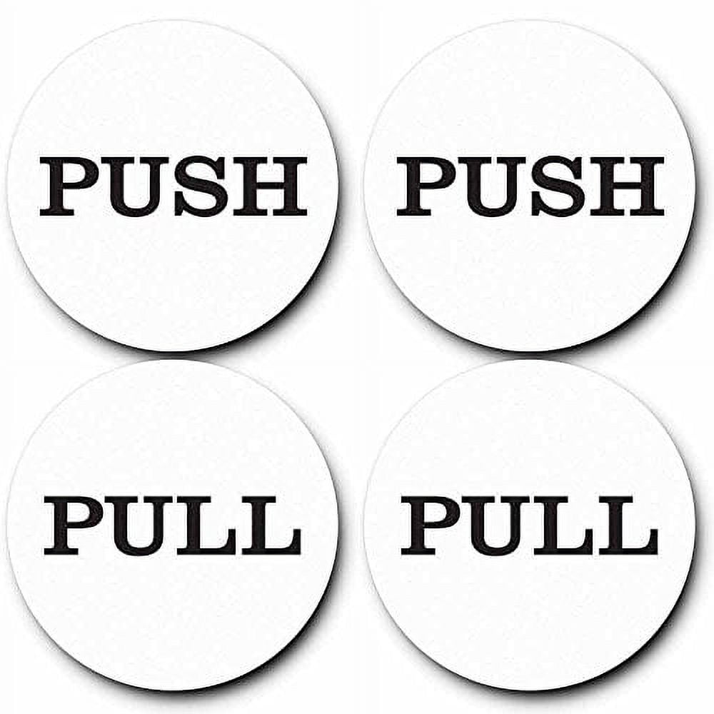 All Quality 2 Round Push Pull Plastic Door Signs (White) - 2 sets (4pcs) 