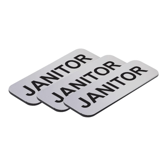 All Quality Badges Janitor 1 x 3" Name Tag, Silver (3 Pack)