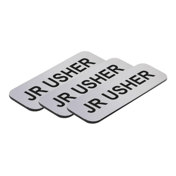 All Quality Badges Jr Usher 1 x 3" Name Tag, Silver (3 Pack)