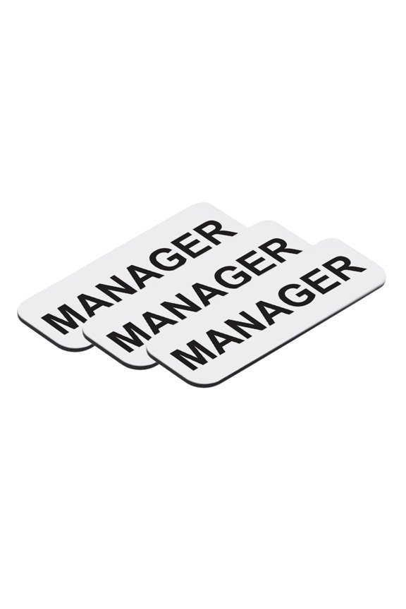 Manager 1 x 3" Name Tag, White (3 Pack)