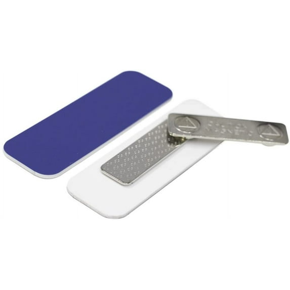 All Quality Badges Name Tag/Badge Blanks - 25 Pack - Blue 1" X 3", Round Corners, Magnetic Backing
