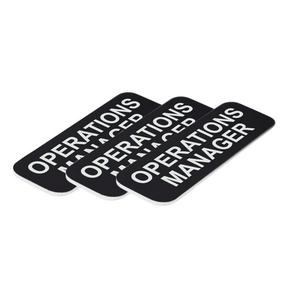 All Quality Badges Operations Manager 1 x 3" Name Tag, Black (3 Pack)