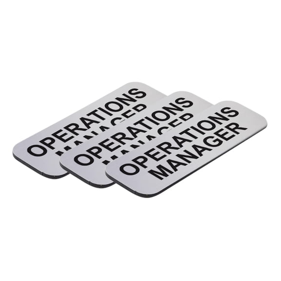 All Quality Badges Operations Manager 1 x 3" Name Tag, Silver (3 Pack)