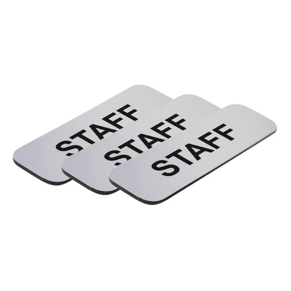 All Quality Badges Staff 1 x 3" Name Tag, Silver (3 Pack)