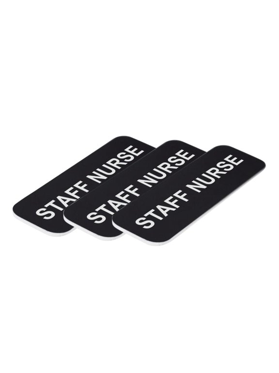Staff Nurse 1 x 3" Name Tag, Black (3 Pack)