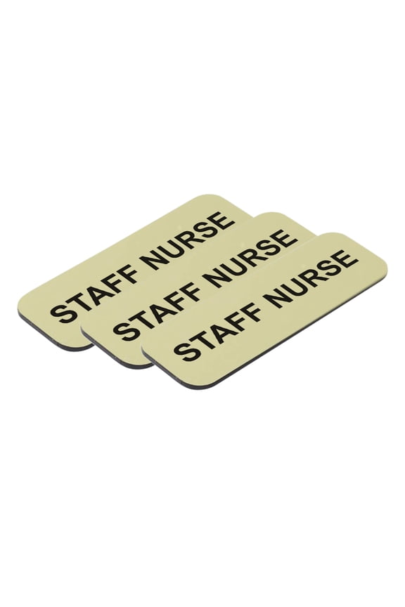 Staff Nurse 1 x 3" Name Tag, Brushed Gold (3 Pack)