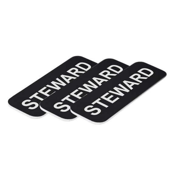 All Quality Badges Steward 1 x 3" Name Tag, Black (3 Pack)