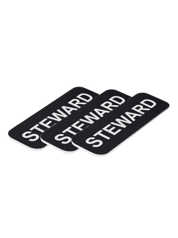 Steward 1 x 3" Name Tag, Black (3 Pack)