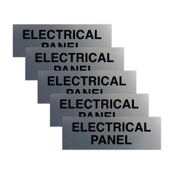 All Quality Basic Electrical Panel Sign - Fire Regulation Safety Compliance Sign - Silver - Medium (5 Pack)