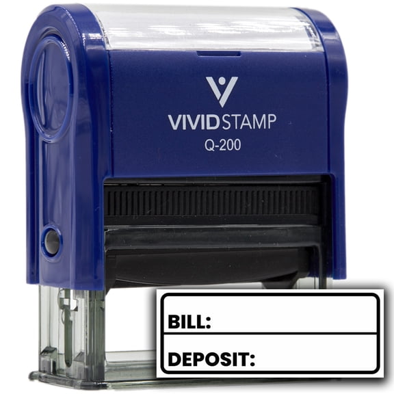 All Quality Bill Deposit Self-Inking Rubber Stamp | Business and Packaging Stamps (Blue Ink) - Q-200