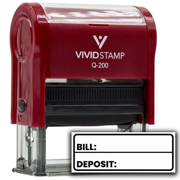 All Quality Bill Deposit Self-Inking Rubber Stamp | Business and Packaging Stamps (Red Ink) - Q-200