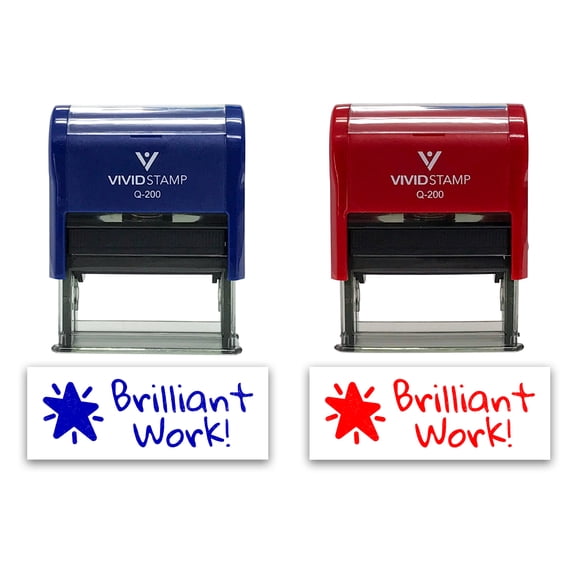 All Quality Brilliant Work! Self-Inking Rubber Stamp Motivational Teacher Stamps | Homework And Grading | Classroom Supplies (Black Ink) - Q-200