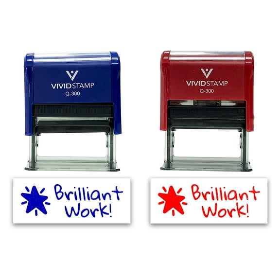 All Quality Brilliant Work! Self-Inking Rubber Stamp Motivational Teacher Stamps | Homework And Grading | Classroom Supplies (Blue Ink) - Q-300