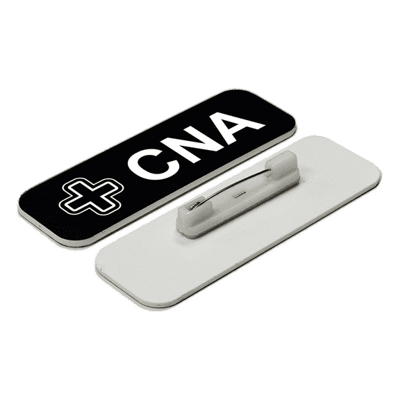 All Quality CNA 1 x 3" Name Tag/Badge, Black, (3 Pack)