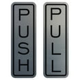 thumbnail image 1 of All Quality Classic Vertical Push Pull Door Signs - Great for Glass Doors | Professional Looking Signs | Easy Installation Includes Double-Sided Foam Adhesive Tape (Brushed Silver) - Medium (1 Pack), 1 of 8